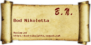 Bod Nikoletta névjegykártya