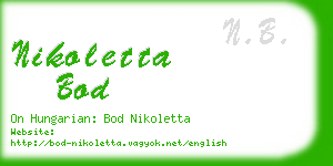 nikoletta bod business card